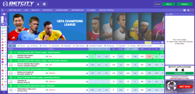 BetCity внешний вид сайта