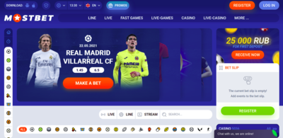 MostBet внешний вид сайта