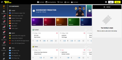 PariMatch внешний вид сайта